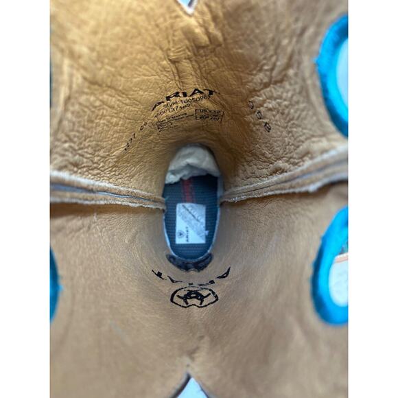 Ariat Futurity Boon Womens Sz 9.5 B Turquoise Sueded Caiman Belly Amazonite Boot - Picture 10 of 11